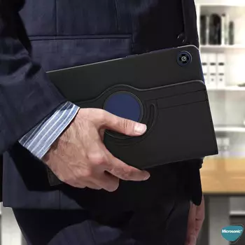 Microsonic Samsung Galaxy Tab A8 X200 Kılıf 360 Rotating Stand Deri Siyah