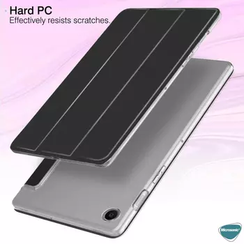 Microsonic Samsung Galaxy Tab A8 X200 Kılıf Slim Translucent Back Smart Cover Siyah