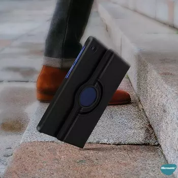 Microsonic Samsung Galaxy Tab A9 Kılıf 360 Rotating Stand Deri Siyah