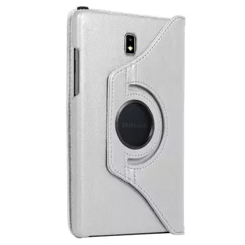 Microsonic  Samsung Galaxy Tab Active2 T390 Kılıf 360 Rotating Stand Deri Gümüş