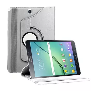 Microsonic Samsung Galaxy Tab S2 8.0'' Kılıf 360 Dönerli Stand Deri Gümüş