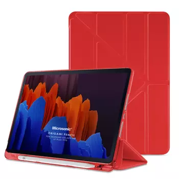 Microsonic Samsung Galaxy Tab S7 Plus T970 Kılıf Origami Pencil Kırmızı
