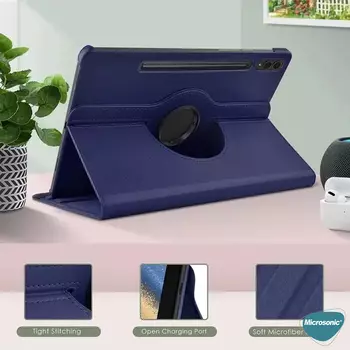 Microsonic Samsung Galaxy Tab S9 FE+ Kılıf 360 Rotating Stand Deri Koyu Pembe