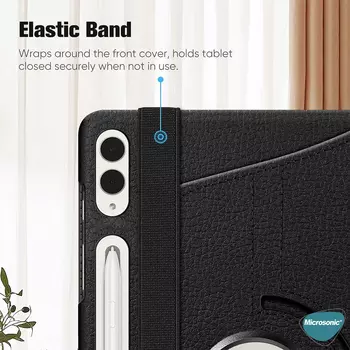 Microsonic Samsung Galaxy Tab S9 Ultra X910 Kılıf 360 Rotating Stand Deri Siyah