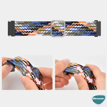 Microsonic Samsung Galaxy Watch 3 41mm Kordon Braided Loop Band Renkli