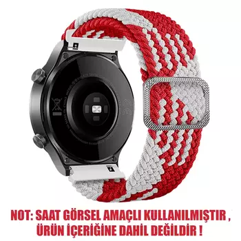 Microsonic Samsung Galaxy Watch 3 45mm Kordon Braided Loop Band Kırmızı Beyaz