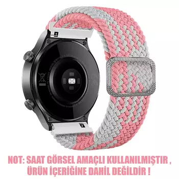 Microsonic Samsung Galaxy Watch 3 45mm Kordon Braided Loop Band Pembe Beyaz