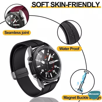 Microsonic Samsung Galaxy Watch 3 45mm Kordon Ribbon Line Lacivert