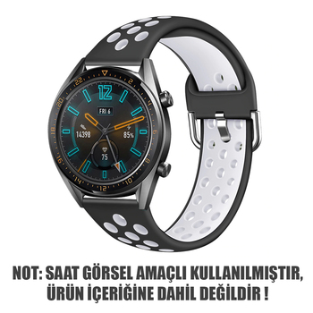 Microsonic Samsung Galaxy Watch 3 45mm Rainbow Sport Band Kordon Siyah Beyaz