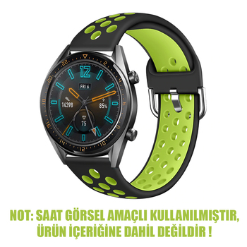 Microsonic Samsung Galaxy Watch 3 45mm Rainbow Sport Band Kordon Siyah Yeşil
