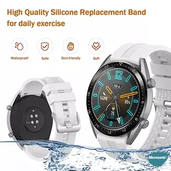 Microsonic Samsung Galaxy Watch 4 44mm Kordon, Silicone RapidBands Beyaz