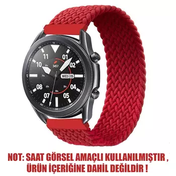 Microsonic Samsung Galaxy Watch 4 Classic 42mm Kordon, (Medium Size, 155mm) Braided Solo Loop Band Kırmızı