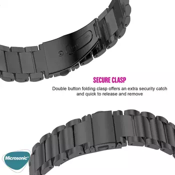 Microsonic Samsung Galaxy Watch 4 Classic 42mm Solid Steel Kordon Siyah