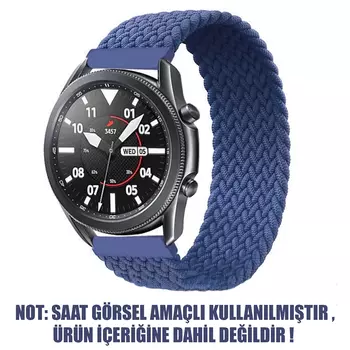 Microsonic Samsung Galaxy Watch 4 Classic 46mm Kordon, (Large Size, 165mm) Braided Solo Loop Band Lacivert