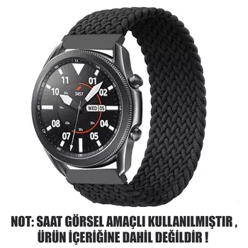 Microsonic Samsung Galaxy Watch 46mm Kordon, (Large Size, 165mm) Braided Solo Loop Band Siyah