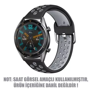 Microsonic Samsung Galaxy Watch 46mm Rainbow Sport Band Kordon Siyah Koyu Gri