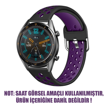 Microsonic Samsung Galaxy Watch 46mm Rainbow Sport Band Kordon Siyah Mor
