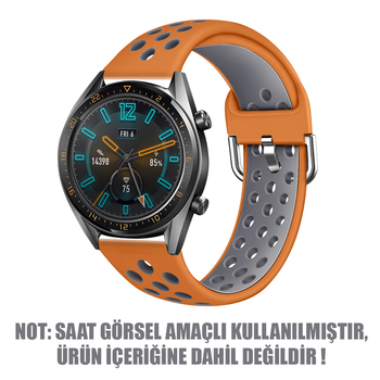 Microsonic Samsung Galaxy Watch 46mm Rainbow Sport Band Kordon Turuncu Koyu Gri