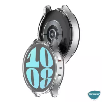 Microsonic Samsung Galaxy Watch 6 40mm Kılıf Ekranı Tam Kaplayan 360 Full Round Soft Silicone Şeffaf