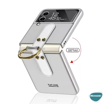 Microsonic Samsung Galaxy Z Flip 3 Kılıf Ring Fall Platinum Siyah