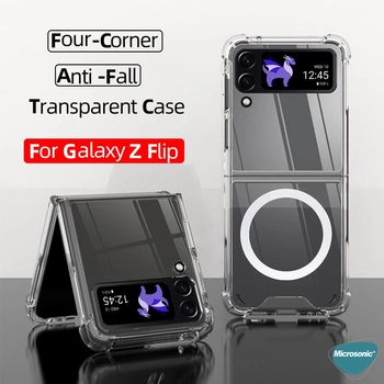 Microsonic Samsung Galaxy Z Flip 4 Kılıf MagSafe Clear Soft Şeffaf