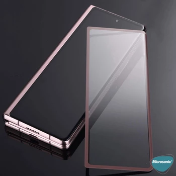 Microsonic Samsung Galaxy Z Fold 2 Ön + Arka Tam Kaplayan Temperli Cam Ekran Koruyucu Siyah