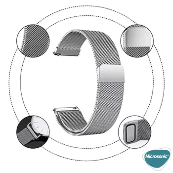 Microsonic Samsung Gear S3 Frontier Milanese Loop Kordon Gümüş
