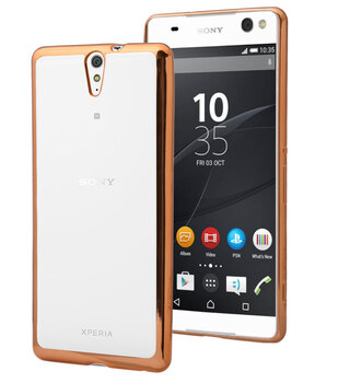 Microsonic Sony Xperia C5 Ultra Kılıf Skyfall Transparent Clear Gold Microsonic Sony Xperia C5 Ultra Kılıf Skyfall Transparent Clear Gold