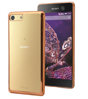 Microsonic Sony Xperia M5 Kılıf Skyfall Transparent Clear Gold Microsonic Sony Xperia M5 Kılıf Skyfall Transparent Clear Gold