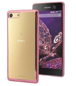 Microsonic Sony Xperia M5 Kılıf Skyfall Transparent Clear Rose Gold