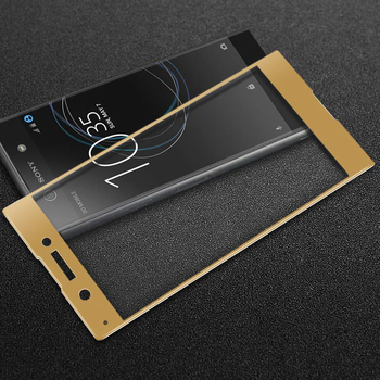 Microsonic Sony Xperia XA1 Kavisli Temperli Cam Ekran Koruyucu Film Gold