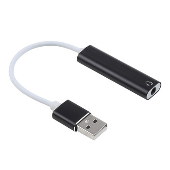 Microsonic USB Sound Card Kablo, USB 3.5mm Jack Aux Kablo Dönüştücü Adaptör Siyah