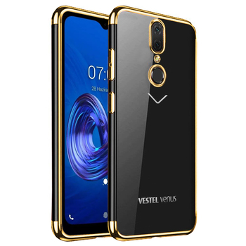 Microsonic Vestel Venüs V7 Kılıf Skyfall Transparent Clear Gold