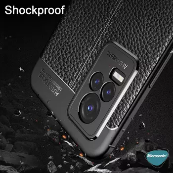 Microsonic Vivo V21e Kılıf Deri Dokulu Silikon Siyah