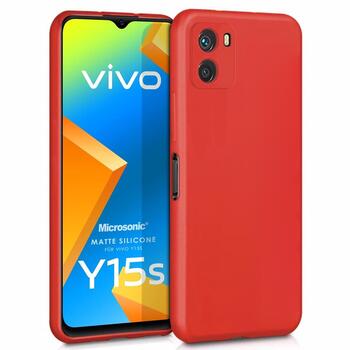 Microsonic Vivo Y15s Kılıf Matte Silicone Kırmızı