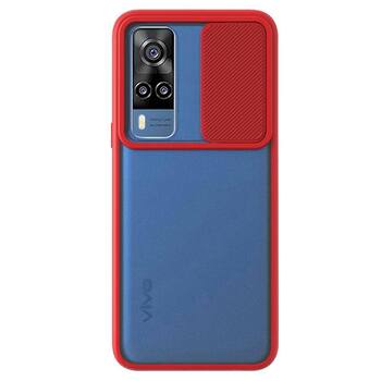 Microsonic Vivo Y31 Kılıf Slide Camera Lens Protection Kırmızı