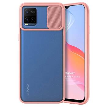 Microsonic Vivo Y33s Kılıf Slide Camera Lens Protection Pembe