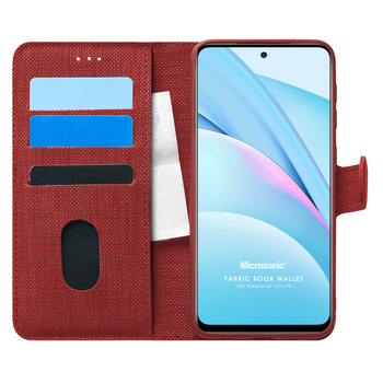 Microsonic Xiaomi Mi 10T Lite Kılıf Fabric Book Wallet Kırmızı