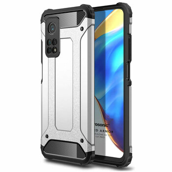 Microsonic Xiaomi Mi 10T Pro Kılıf Rugged Armor Gümüş