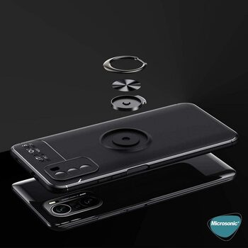 Microsonic Xiaomi Mi 11i Kılıf Kickstand Ring Holder Siyah