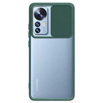 Microsonic Xiaomi Mi 12 Kılıf Slide Camera Lens Protection Koyu Yeşil