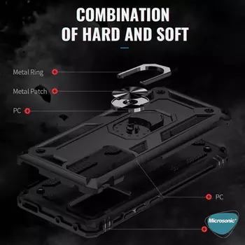 Microsonic Xiaomi Mi 12 Lite Kılıf Military Ring Holder Gümüş