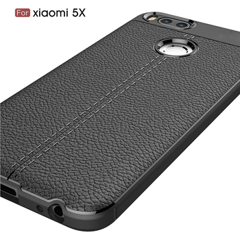 Microsonic Xiaomi Mi 5X Kılıf Deri Dokulu Silikon Siyah