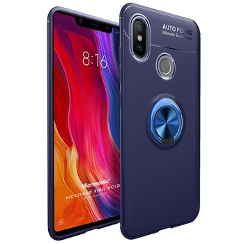 Microsonic Xiaomi Mi 8 Kılıf Kickstand Ring Holder Lacivert Microsonic Xiaomi Mi 8 Kılıf Kickstand Ring Holder Lacivert
