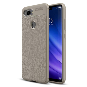 Microsonic Xiaomi Mi 8 Lite Kılıf Deri Dokulu Silikon Gri Microsonic Xiaomi Mi 8 Lite Kılıf Deri Dokulu Silikon Gri