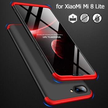 Microsonic Xiaomi Mi 8 Lite Kılıf Double Dip 360 Protective AYS Siyah - Kırmızı