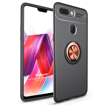 Microsonic Xiaomi Mi 8 Lite Kılıf Kickstand Ring Holder Siyah Rose Microsonic Xiaomi Mi 8 Lite Kılıf Kickstand Ring Holder Siyah Rose