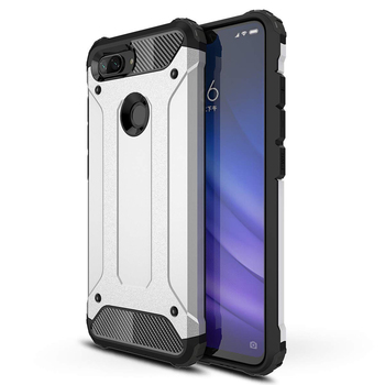 Microsonic Xiaomi Mi 8 Lite Kılıf Rugged Armor Gümüş