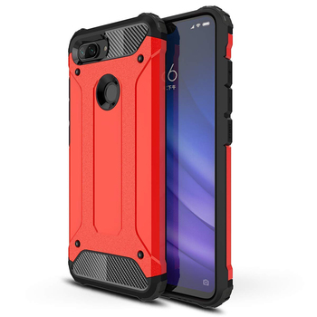 Microsonic Xiaomi Mi 8 Lite Kılıf Rugged Armor Kırmızı