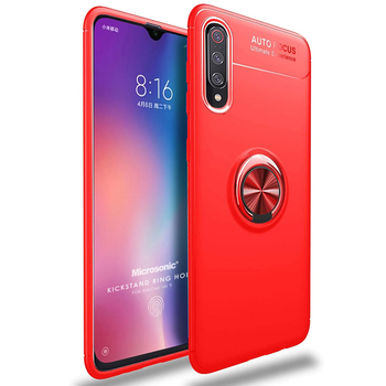 Microsonic Xiaomi Mi 9 Kılıf Kickstand Ring Holder Kırmızı